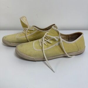 TOMS Paseo Lace Up Sneakers Womens 9 Yellow Canvas Low‎ Top Casual Flats